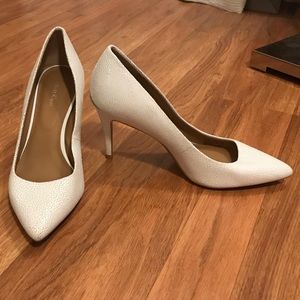 NWOB Calvin Klein White Pebbled Leather Heels
